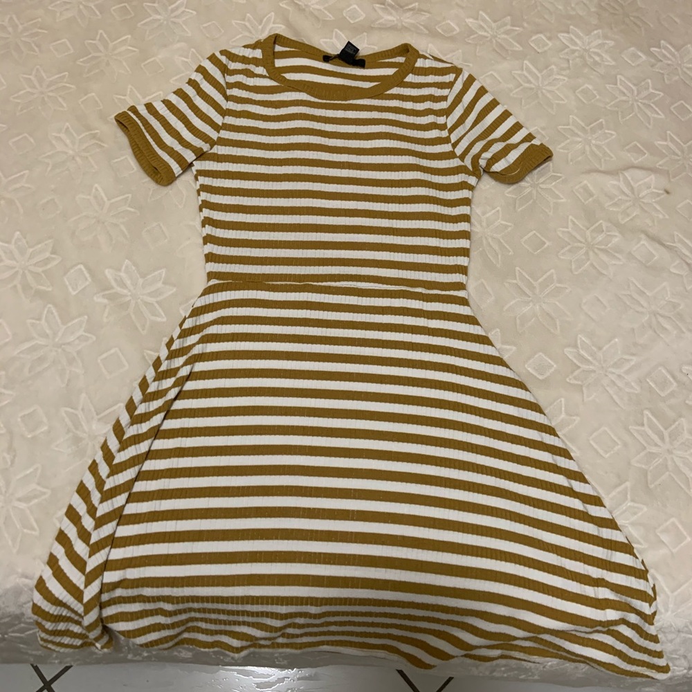 Yellow and white stripped skater dress